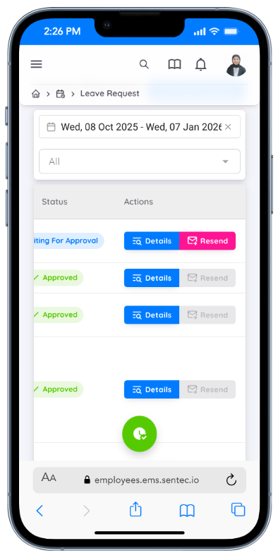 View of Leave Request : Resend