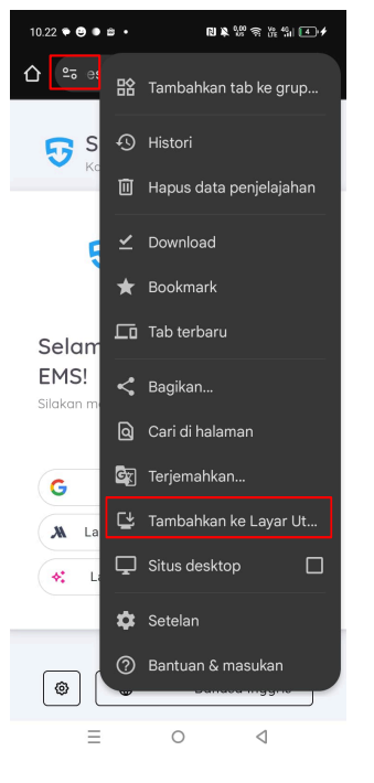 Menu Browser Chrome