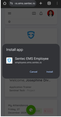 View of Confirmation Pop-up