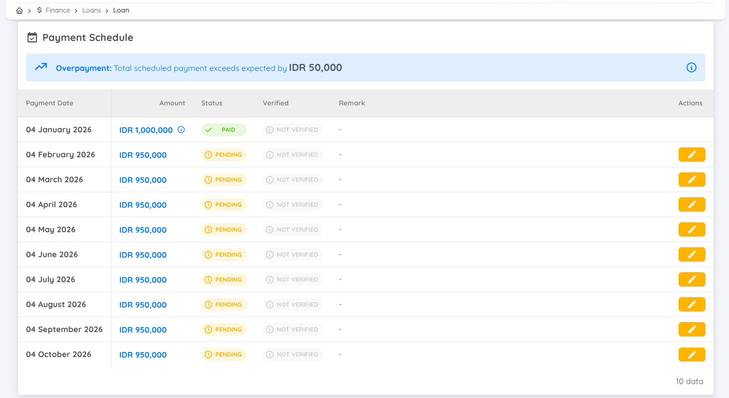 Full View of Add New Loan Form
