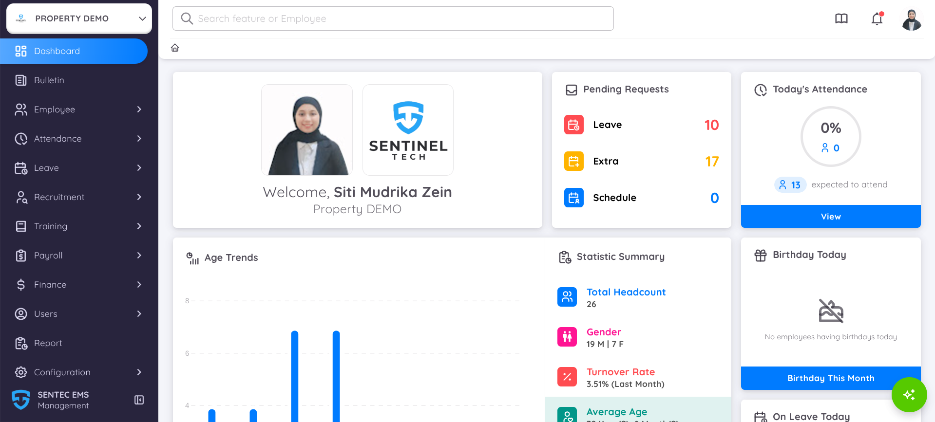 View of Dashboard Page