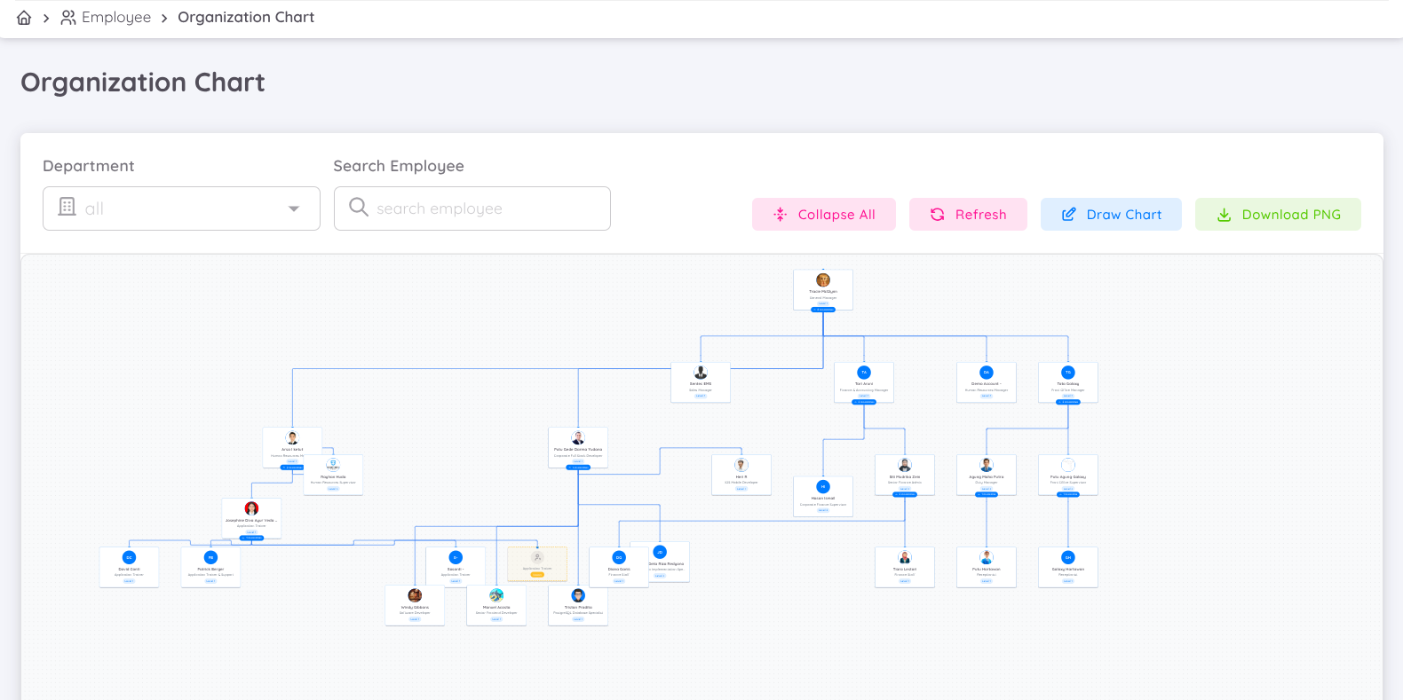 View of Organization Chart