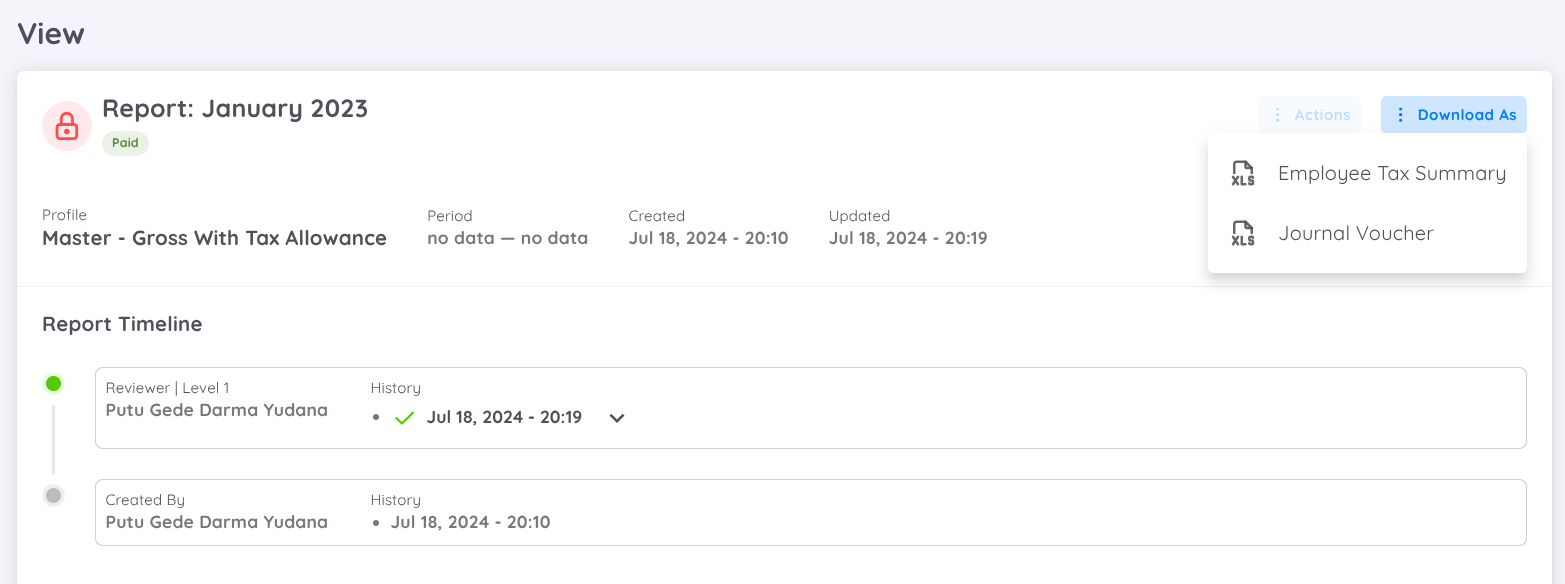 View of Download Payroll Report