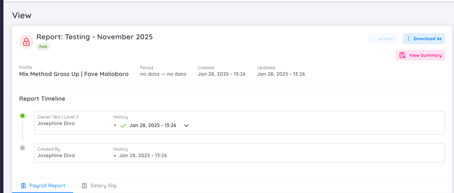 Tampilan dari List Approver Payroll