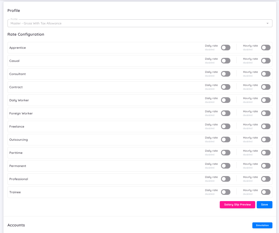 View of the Payroll Profile