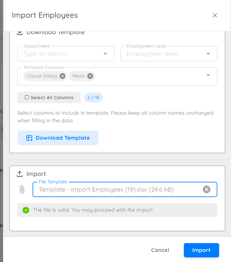Import Payroll Data Entry