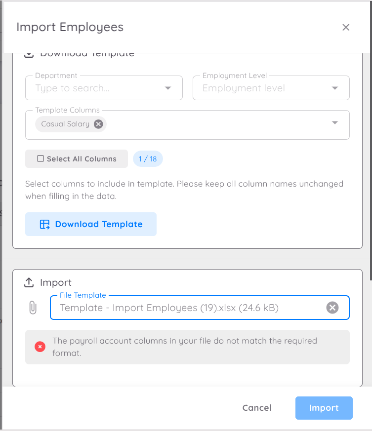 Import Payroll Confirmation