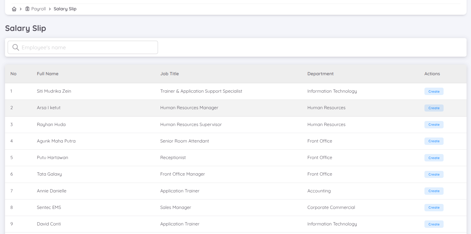 Salary Slip List View