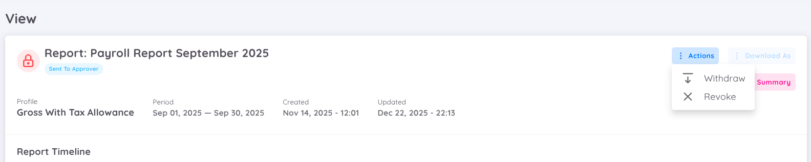 View of Payroll Revoke