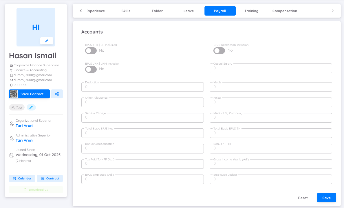 View of Employee Payroll Profile