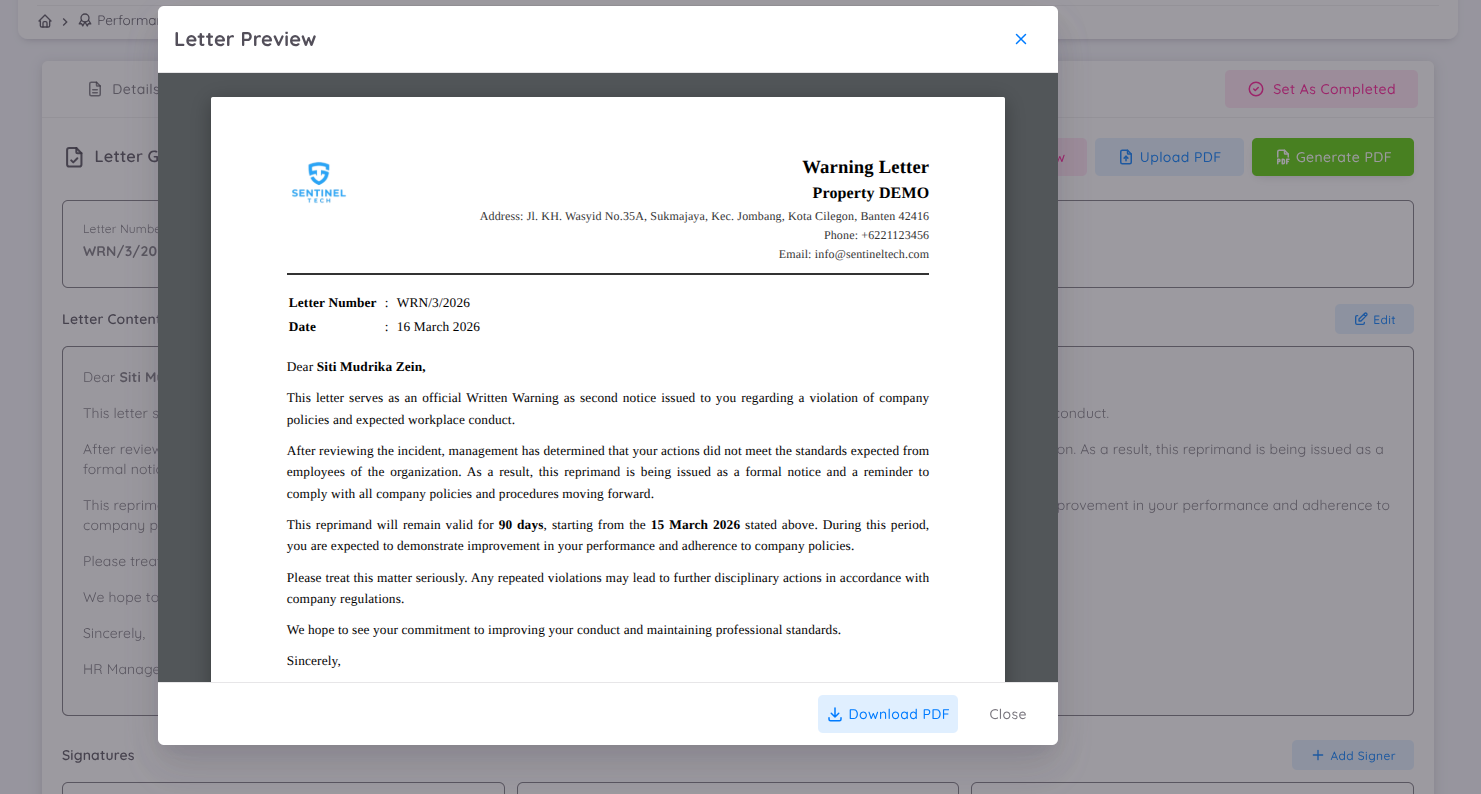 Download Reprimand Letter