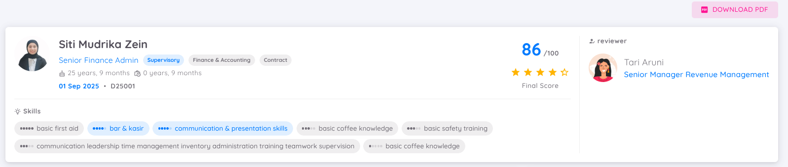 Employee and Reviewer Information