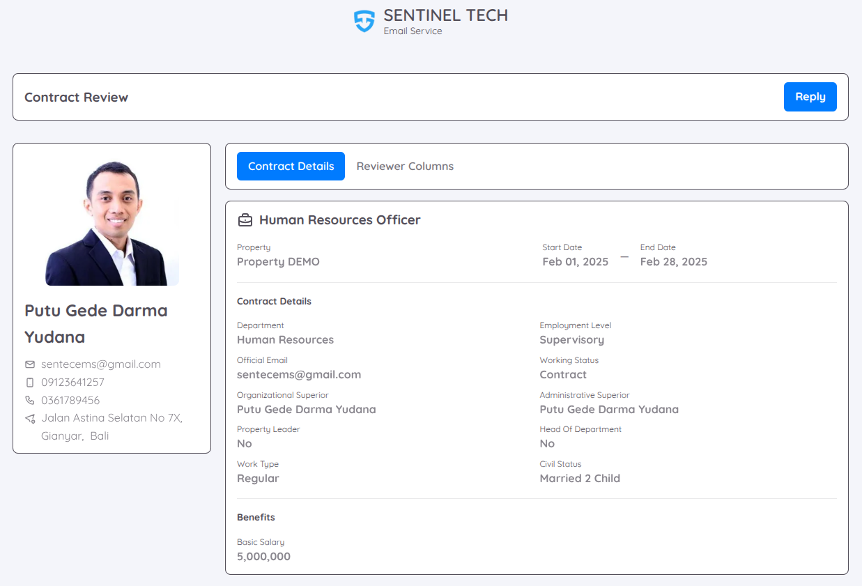 Tampilan dari Contract Review