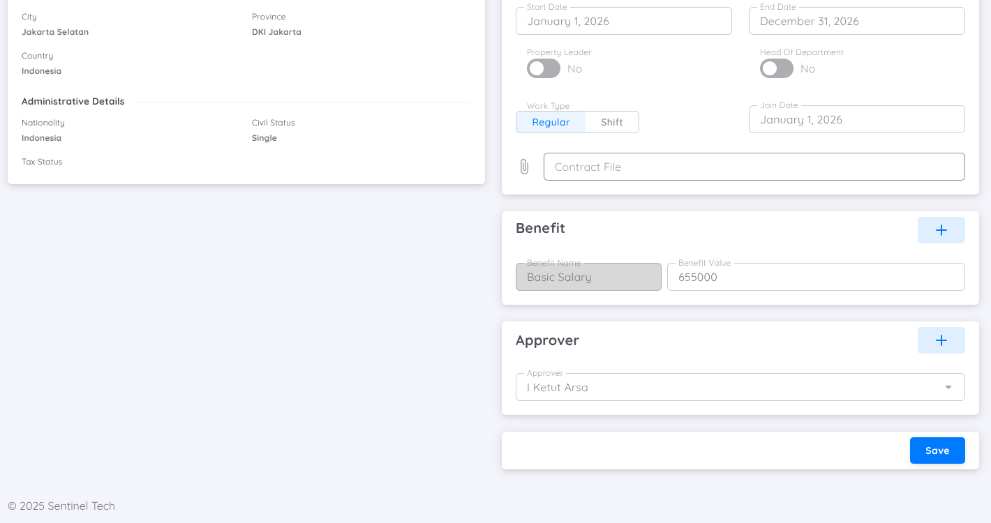 Tampilan dari Detail Kontrak Draft