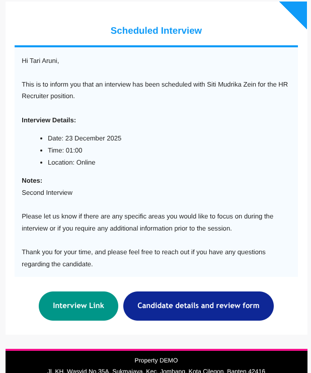 View of Setup Interview