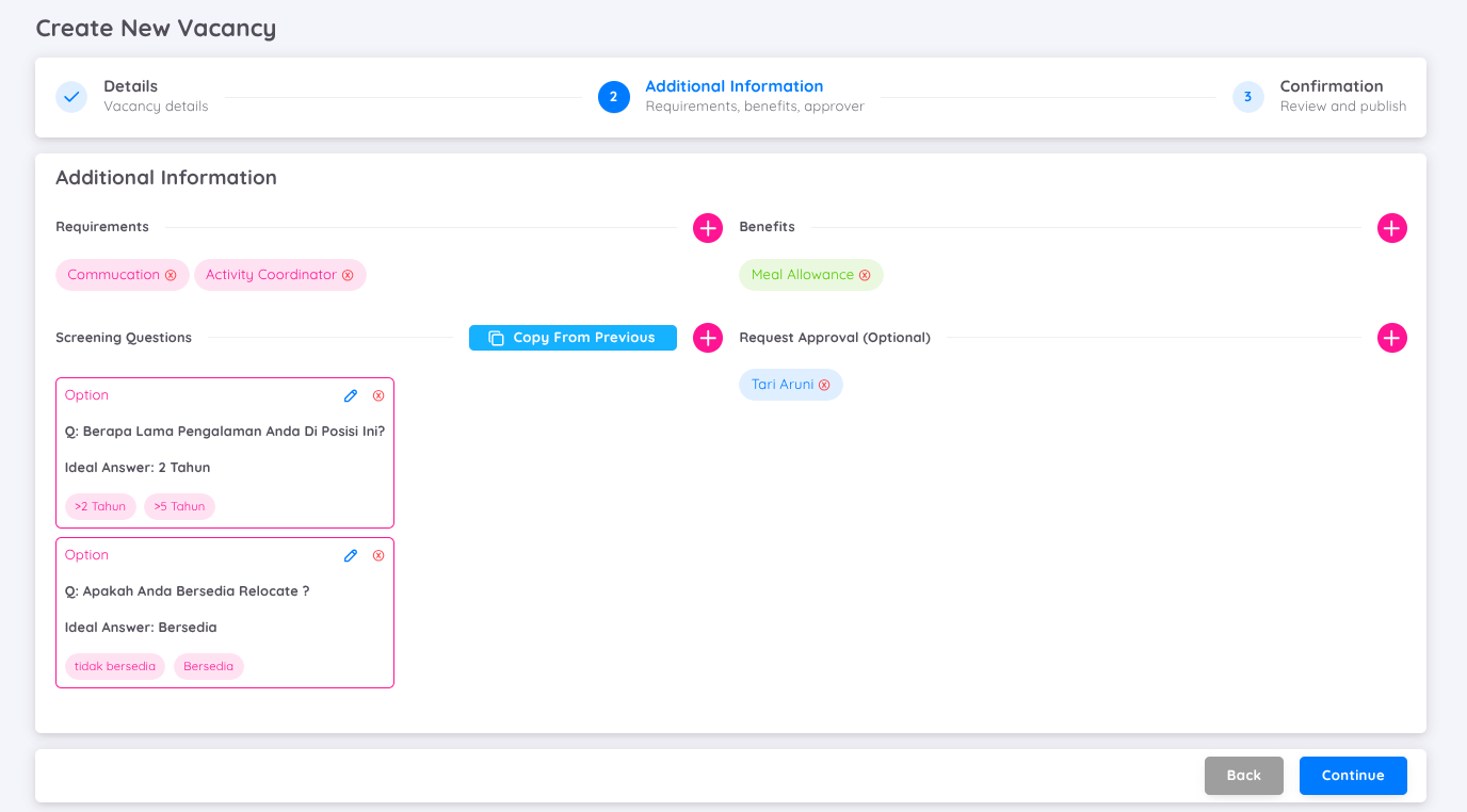 Tampilan dari tab Additional
