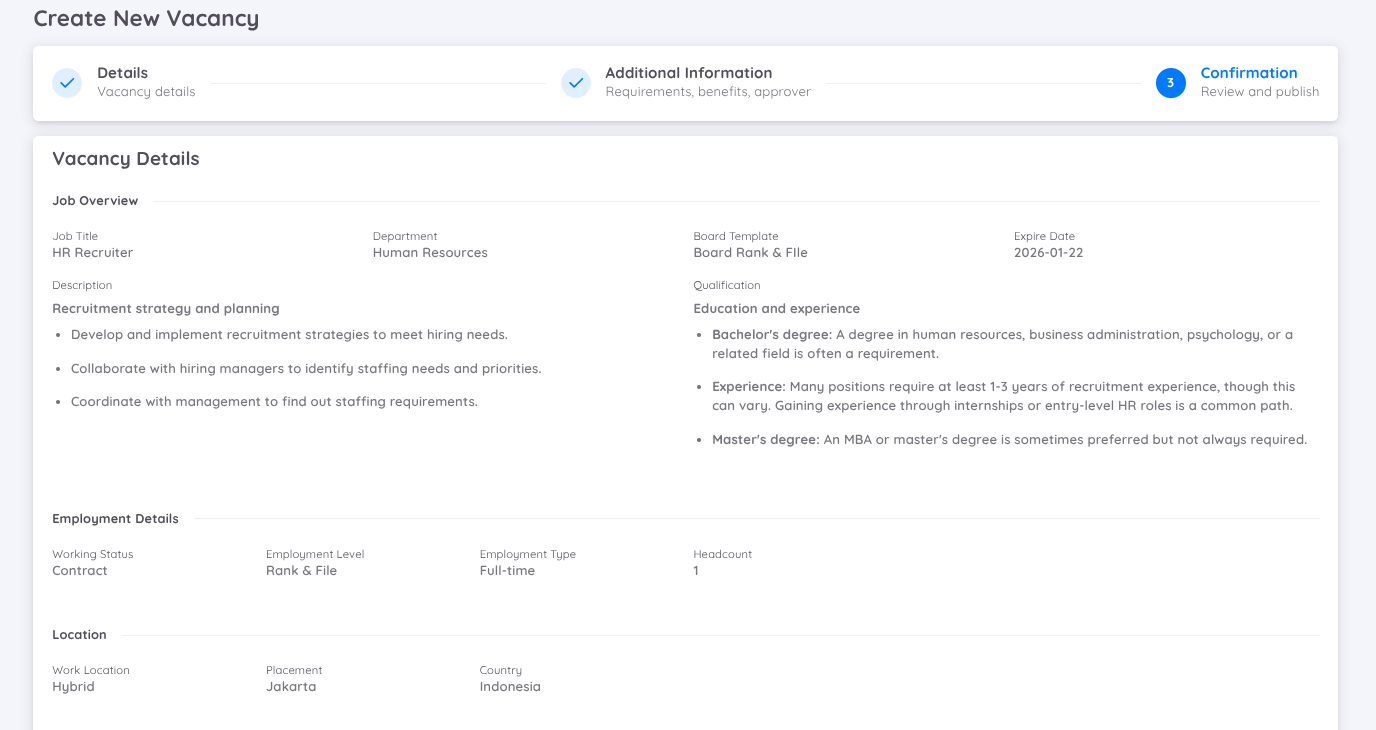 Tampilan dari tab Konfirmasi