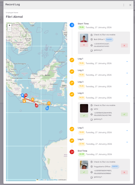 View of Attendance Report with Changelog