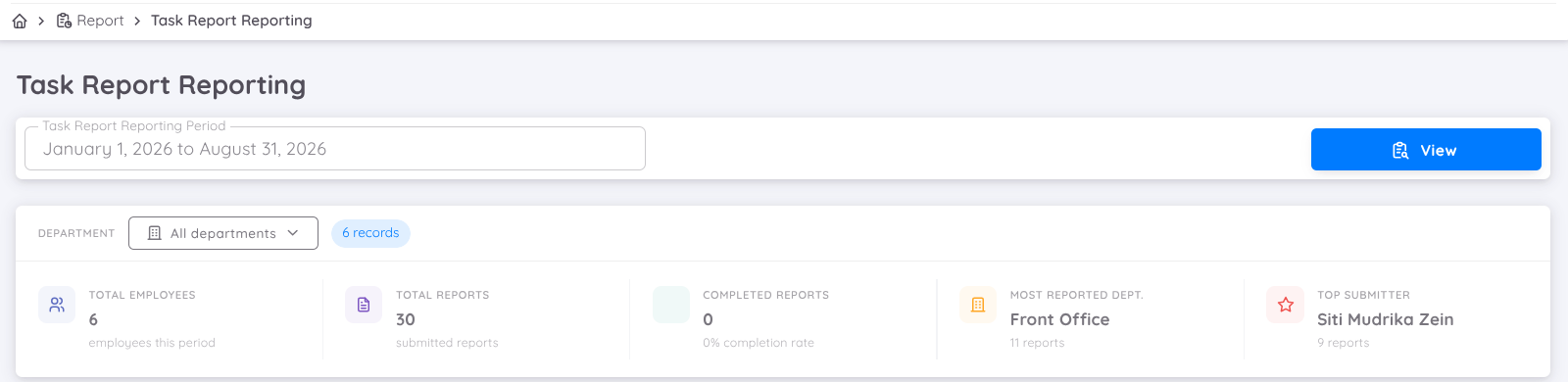 Tampilan Task Reporting