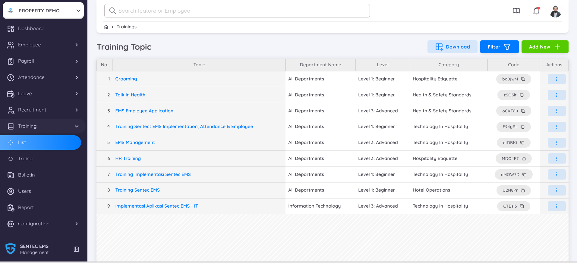 View of Listing Training
